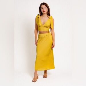 Le Lis V-Neck back Tie Crop Top & Bias Maxi Skirt Set